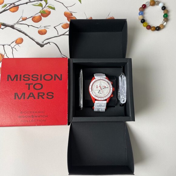 NEW Swatch X Omega Bioceramic Moonswatch Mission To Mars Watch
